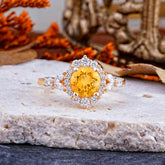 Luxury 4-Prong Round Cut Citrine Engagement Ring